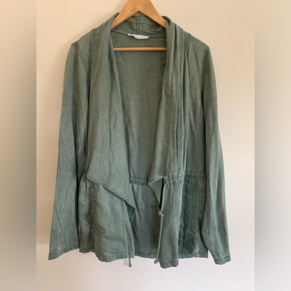Jane and Delancey Utility Open Drape Jacket Washed Green Size M